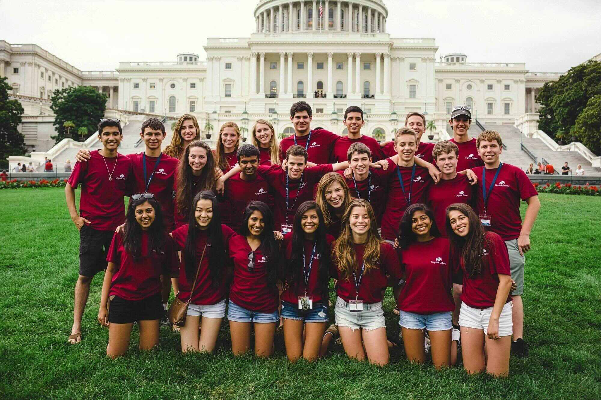 Capitol Debate students with US Capitol building in background