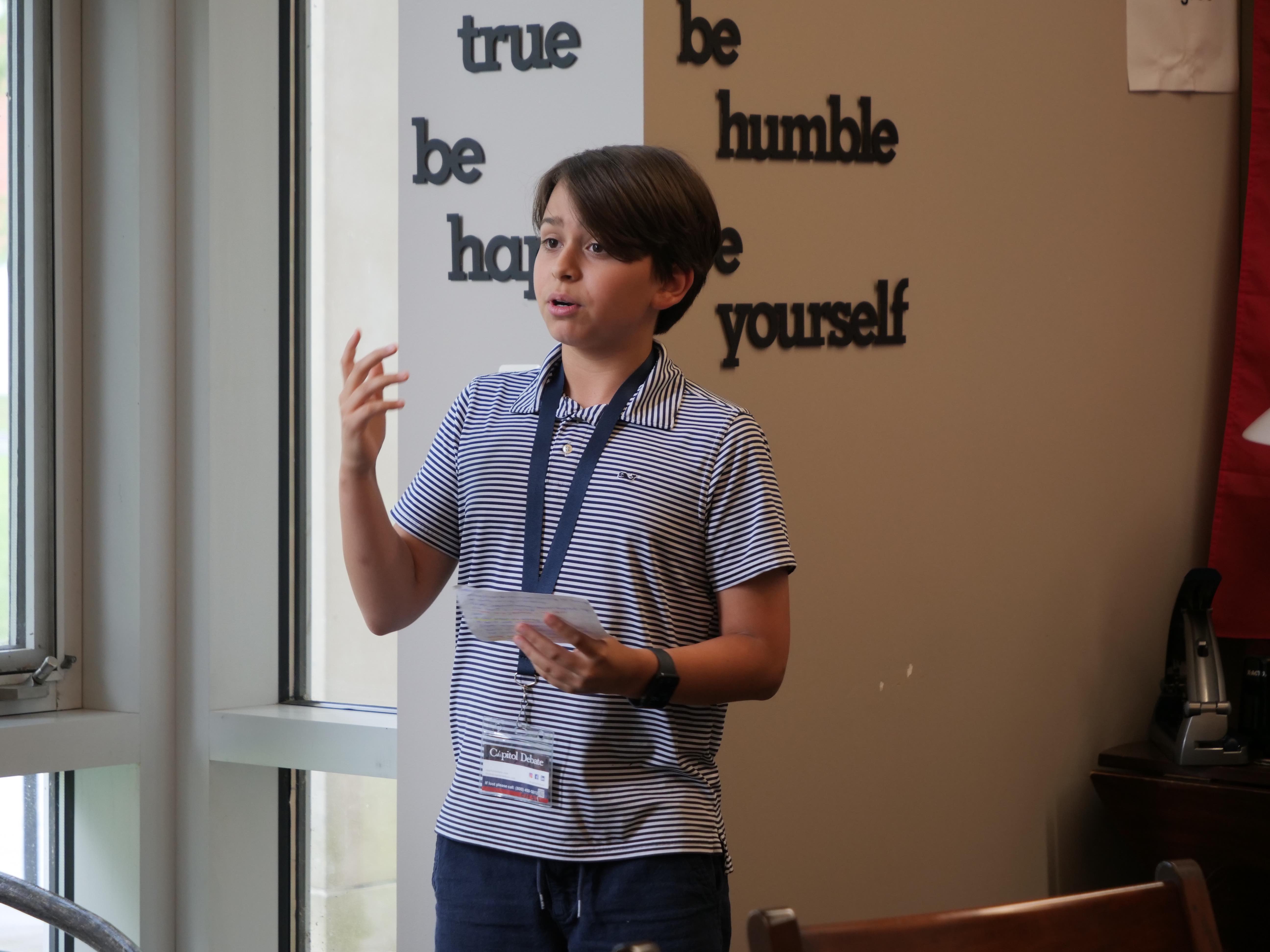 Student practicing debate skills