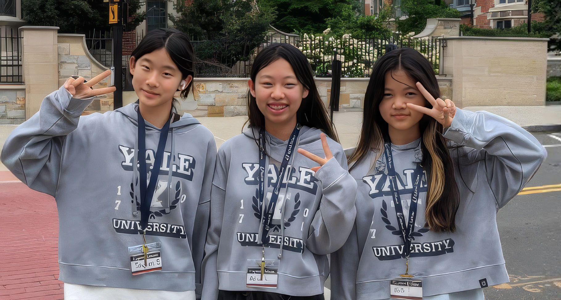 Students in Yale sweatshirts