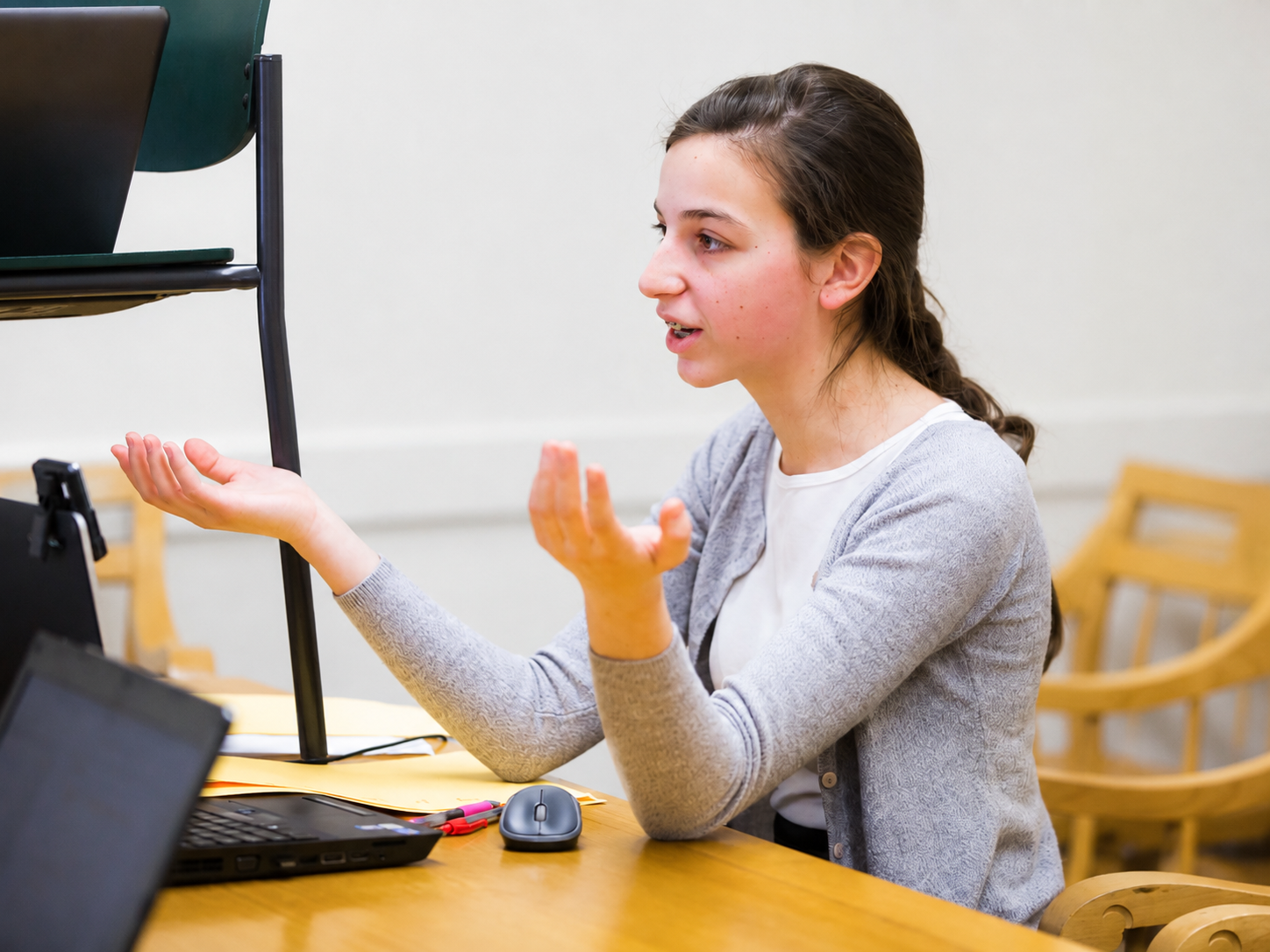 Student practicing a focused debate skill