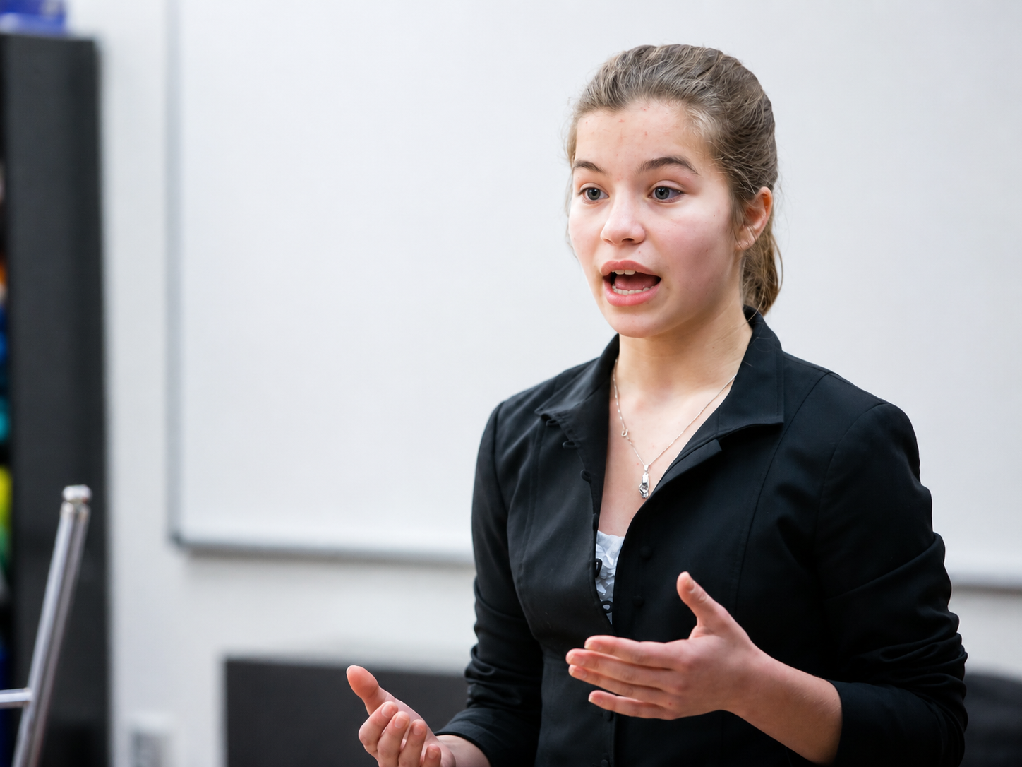 Student preparing debate notes