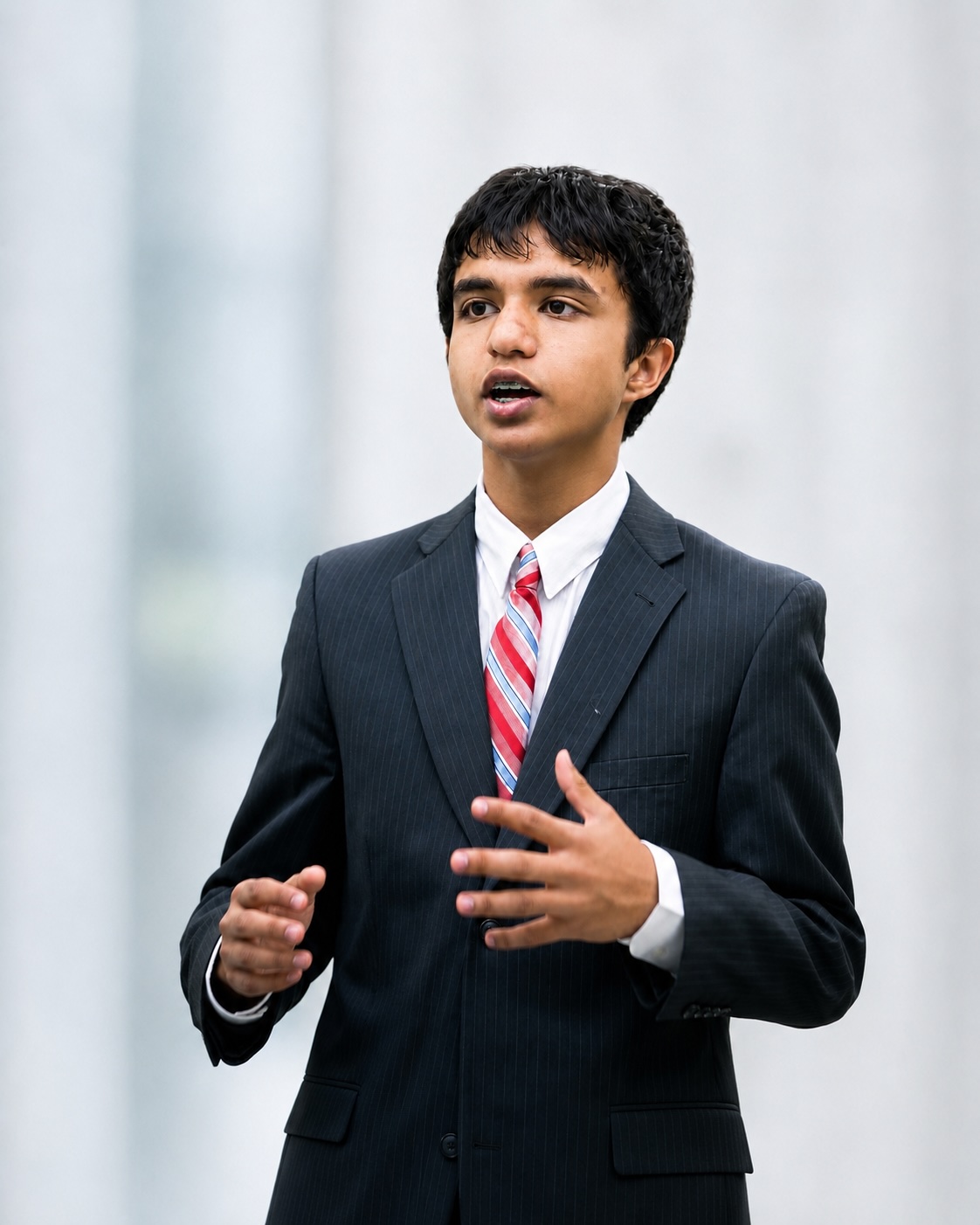 New student practicing a speech