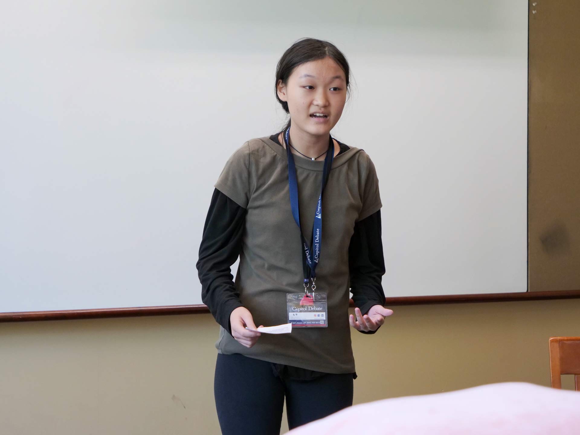 Student practicing debate skills